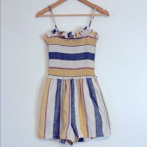 Ci Sono Linen Collection Cream and Blue Striped Jumpsuit
